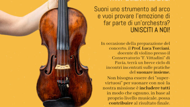 L’Orchestra Universitaria di Pavia in occasione della preparazione del concerto del 16 aprile 2023, intitolato “Alleluia”, si avvarrà della partecipazione del prof. Luca Torciani, docente di violino presso il Conservatorio […]